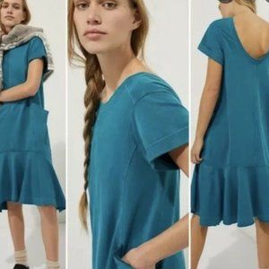 Anthropologie Saturday Sunday teal Joella low-backed dress with pockets